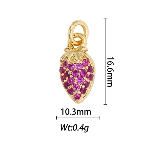 Copper Rhinestone Tiny Fruit Heart Cactus Pendants For Women DIY Jewelry Making Accessories Colorful Electroplated Charms