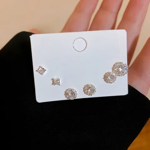 Shiny Round Zircon Copper Stud Earrings With 925 Sterling Silver Earring Post For Women Luxury Fashion Accessory