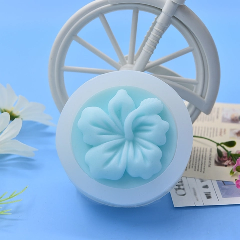 Round Flower Silicone Mold Hibiscus Relief For Handmade Soap Candle Making Cake Baking Resin DIY Craft Reusable Flexible