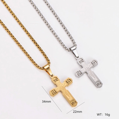 Collar Con Colgante De Cruz De Acero Inoxidable Jesús Oración En Español Grabado Joyería Religiosa Cadena De Caja Para Hombres Y Mujeres