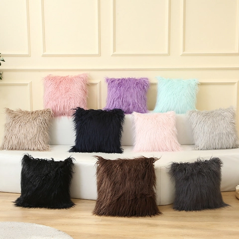 Nordic Style Langhaar Plüsch Kissenbezug Weich Shaggy Kunstfell Kissenhülle Für Sofa Bett Home Decor Einfarbig