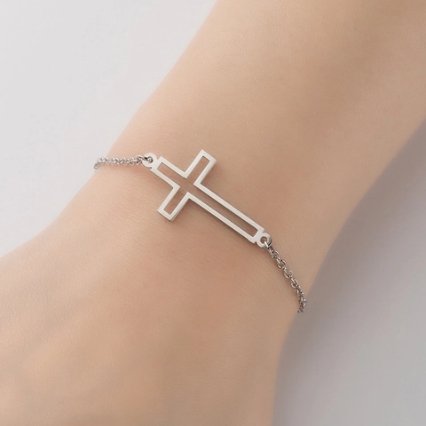 Minimalistische Roestvrijstalen Hanger Armband Sierlijke Kruis Hart Levensboom Verstelbare Ketting Sieraden Voor Dames