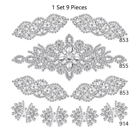 Parches De Apliques De Diamantes De Imitación Cristal Vidrio Aleación DIY Cinturón Novia Vestido Adhesivo Decoración