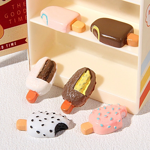 Miniature Ice Cream Popsicle Resin Flatback Accessories For DIY Phone Case Fridge Magnet Hair Decor Cute Food Simulation
