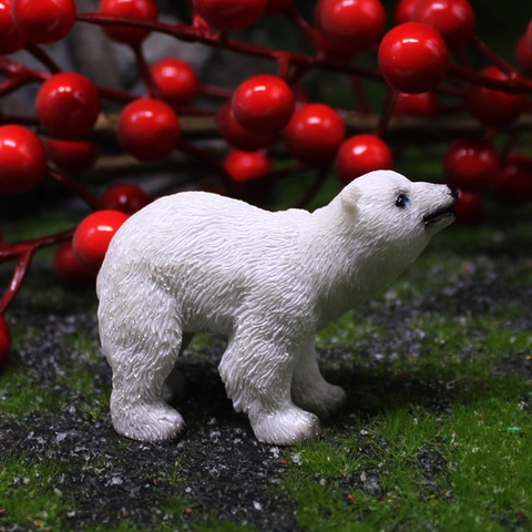 Figurine Miniature D'Ours Polaire En Résine Modèle Animal Réaliste Décoration De Micro Paysage Pour Jardin Féerique Bureau