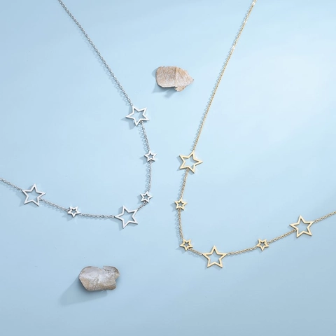 Collana Con Ciondolo A Stella Cava Acciaio Al Titanio Placcato Oro Argento Catena Clavicola Gioielli Da Donna Regalo