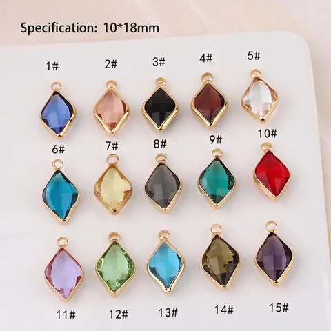 Rhombus Zirkonia Kupfer Anhänger Vergoldet Facettierte Edelstein Charms Schmuckherstellung DIY Zubehör