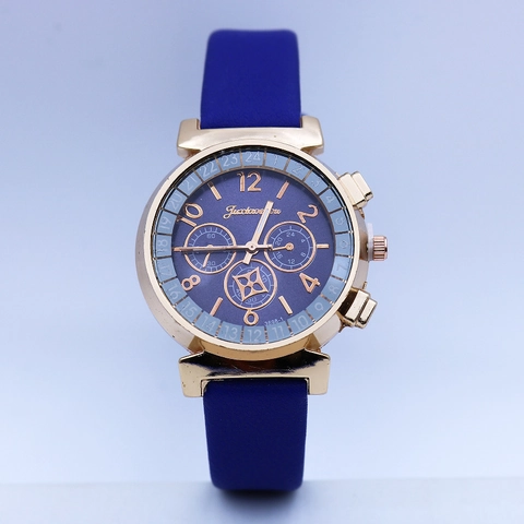 Montre À Quartz Pour Femme Boîtier En Alliage Bracelet En Cuir PU Trois Yeux Décoratifs Échelle Temporelle Chic