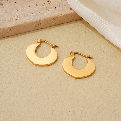 Stainless Steel Creolen 18K Vergoldet Hohl Tropfenform Minimalistisch Geometrischer Schmuck Für Damen