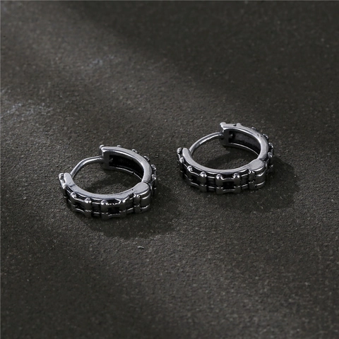 Vintage Punk 316L Edelstahl Huggie Creolen Mit Industrieller Kettenstruktur Für Damen Und Herren Farbecht