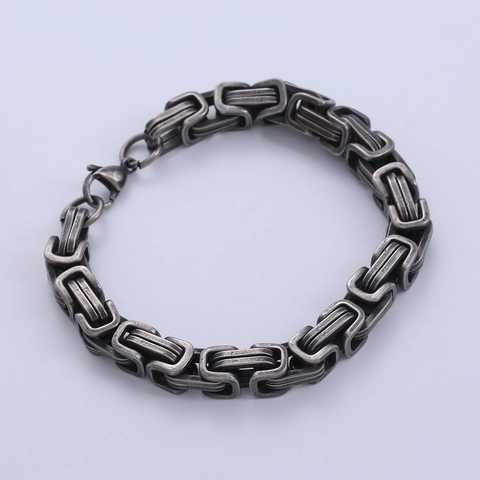 Byzantine Chain Bracelet Stainless Steel Blackened Retro Industrial Punk Style Men Jewelry Classic Heavy Metal