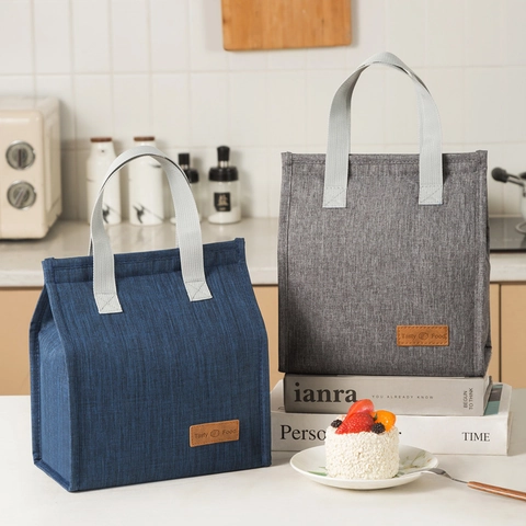 Minimalistische Isolierte Lunchtasche Oxford-Stoff Alufolie Thermische Bento-Tragetasche Tragbar Wasserdicht