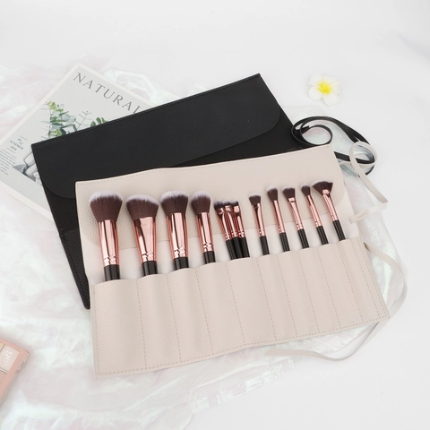 Borsa Porta Pennelli Da Trucco Professionale Pelle PU Organizzatore Arrotolabile Con Scomparti Impermeabile Portatile