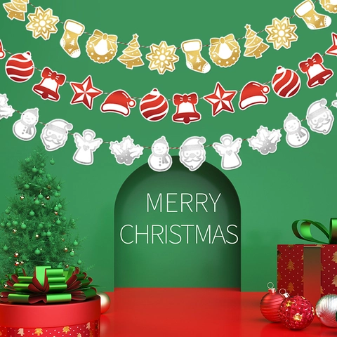 Weihnachtsbanner Girlande Papier Dekoration Zum Aufhängen Für Festliche Feiertage Hauswand Gold Silber Folie Bronzierung