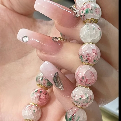 Pulsera De Cuentas De Vidrio Glaseado Craquelado Cuentas Redondas Degradadas Elástica Estilo Coreano Joyería De Mano Dulce Mujer