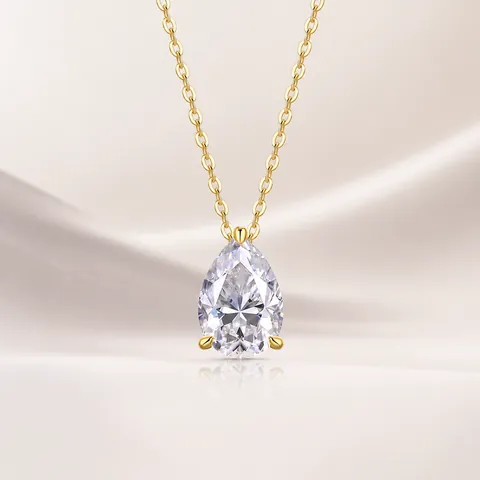 Κολιέ Μενταγιόν Με Moissanite Σε Σχήμα Αχλαδιού Κομψό Σχέδιο Σταγόνας Από Επιχρυσωμένο Ασήμι 925 Για Γυναίκες