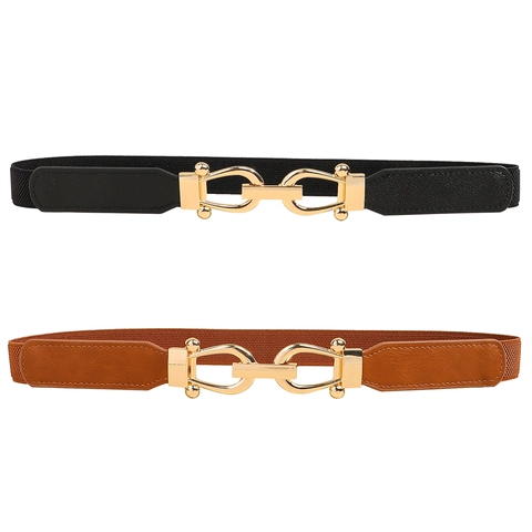 Cinturón Elástico para Mujer Minimalista de Cuir PU Empalme Elegante Cinturón de Corsé Decorativo para Vestidos Oficina Accesorio de Moda Mujer
