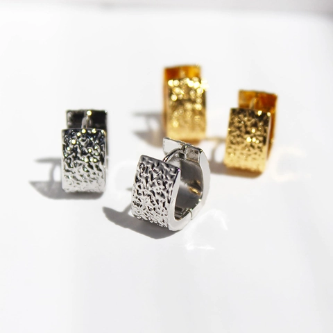 Geometrische Viereckige Creolen Messing Vergoldet Hammerschlag Textur Minimalistischer Eleganter Schmuck Für Damen