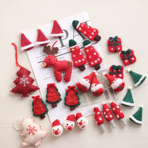 Christmas Ornaments Handmade Wool Felt Santa Reindeer Gingerbread Man Tree DIY Craft Festive Holiday Hanging Decoration Accessories