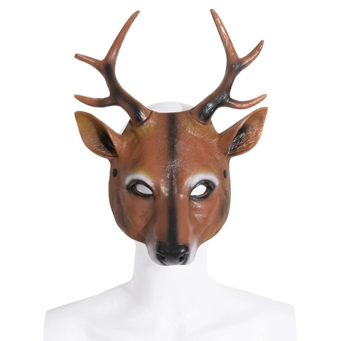 Masque De Cerf Réaliste Avec Bois Costume De Renne Mousse PU Pour Halloween Noël Mascarade Cosplay Party