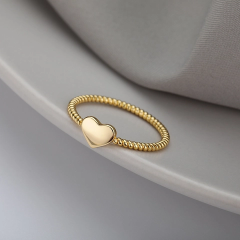 Heart Ring For Women 18K Gold Plated Copper Twist Rope Band Polished Simple Fashion Romantic Jewelry