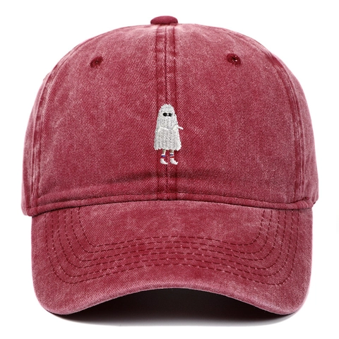 Cappello Da Baseball In Cotone Lavato Ricamo Fantasma Halloween Retro Dad Hat Regolabile Unisex
