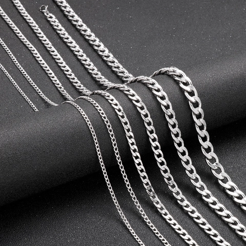 Cubaanse Schakelketting Ketting Roestvrij Staal Trendy Hip Hop Gepolijst Zilveren Toon Sieraden Voor Mannen Vrouwen