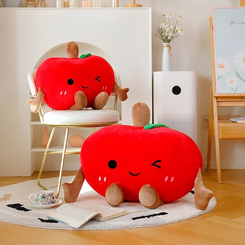 Mignon Jouet En Peluche Pomme Dessin Animé Douce Fruit Poupée Oreiller Rouge Coussin Confortable Décoration Maison Pour Enfants Filles Cadeau