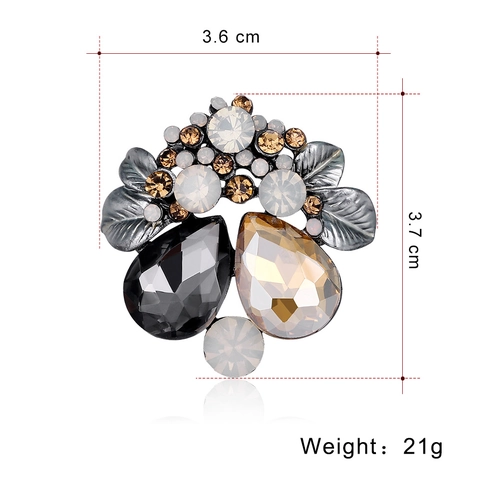 Broche de Flor de Aleación Vintage con Strass para Mujer Elegante Corsage de Cristal Hebilla Anti-Exposición Joyería de Ropa