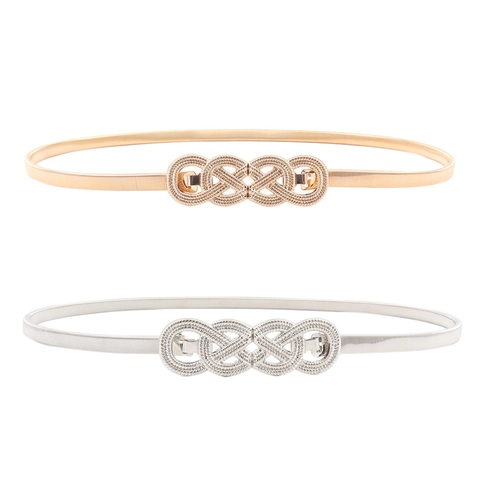 Ceinture Chaîne De Taille Pour Femmes Alliage Métallique Élastique Mince Boucle Infinity Torsadée Pour Robes Accessoire Versatile