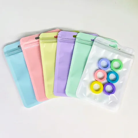 Resealable Zip Lock Bags Macaron Color Jewelry Packaging Pouch With Hanging Hole Thickened Plastic Small Item Storage