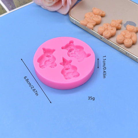 Stampo In Silicone Orso Cuore Per Decorazione Torte DIY Fondant Cioccolato Caramelle Sapone Fatto A Mano Rosa Flessibile
