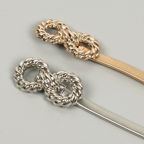 Cintura Elastica In Metallo Da Donna Catena In Vita Sottile Accessori Per Abiti Decorativi Fibbia In Lega Alla Moda