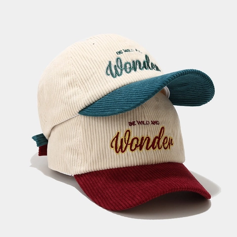 Gorra De Béisbol De Pana Retro Bloque De Color Letras Bordadas Sombrero De Sol Ajustable Vintage Casual Unisex