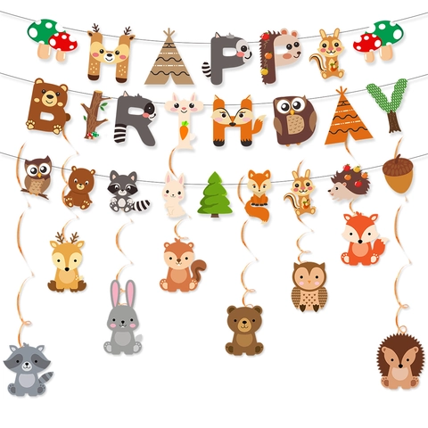 Decorazioni Per Feste Di Compleanno Con Animali Della Giungla Banner Di Carta Ghirlanda Spirali Appese Tema Foresta Per Bambini