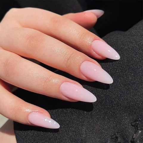 Unghie Finte Lunghe A Mandorla Sfumate Rosa Nude Lucide Punte Per Unghie Artificiali Rimovibili Per Manicure DIY
