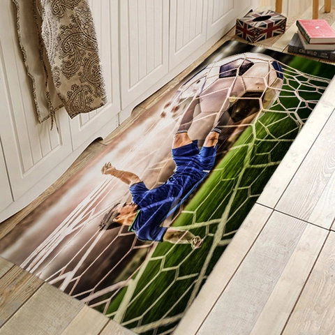 Tappetino Per Pavimento Con Stampa Calcio Flanella Antiscivolo Assorbente Per Soggiorno Camera Da Letto Cucina Ingresso