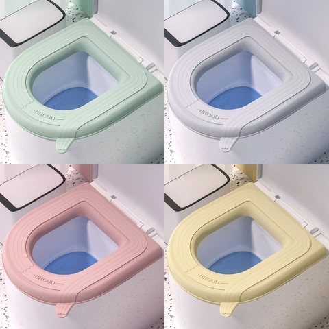 Wasserdichte EVA Toilettensitzbezug Matte Mit Griff Verdickte Polsterung Waschbare Badezimmer Zubehör Universelle Passform