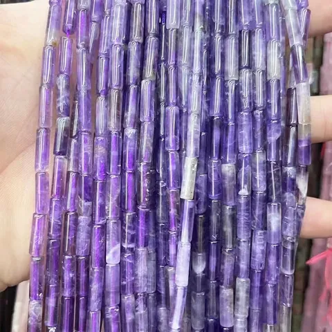 Natural Gemstone Tube Beads Cylinder Stone Loose Beads For DIY Jewelry Making Bracelets Necklaces Polished Smooth Fashion Accessory