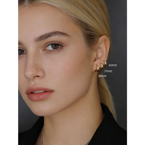 Hoop Earrings Polished 925 Sterling Silver Geometric Huggie Simple Wide Surface Fashion Jewelry For Women