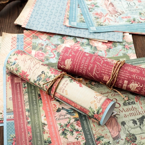 Papier Décoratif De Scrapbooking De Noël Vintage Pour Journalisation Bricolage The Twelve Days Of Christmas Rétro