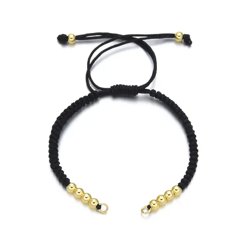 Adjustable Braided Rope Bracelet With Gold Plated Copper Beads Minimalist Handcrafted Hand Cord Trendy Lucky DIY Accessory