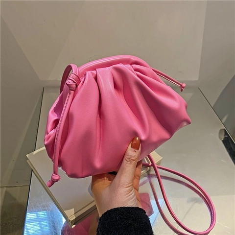 Ruched Dumpling Crossbody Bag Weiches PU Leder Cloud Pouch Mode Schulter Handtasche Minimalistisch Einfarbig Für Frauen