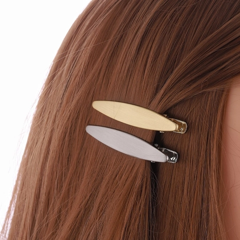 Minimalist Alloy Metal Duckbill Hair Clips Teardrop Shape Simple Geometric Hairpins Korean Style For Women