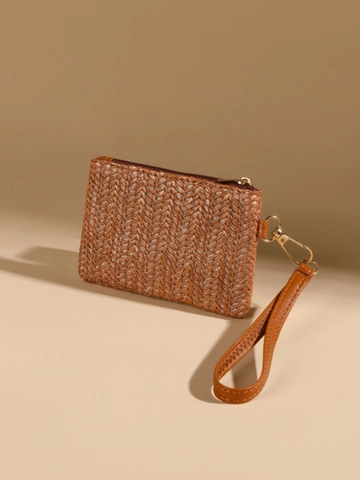 Portamonete In Paglia Intrecciata Vintage Estivo Per Donna Mini Porta Carte Ultra Leggero Con Cinturino Da Polso Rimovibile