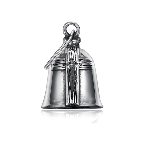 Pendente Campanella Del Guardiano Acciaio Inossidabile Moto Biker Fortuna Croce Gotico Lucido Vintage Per Uomini Donne