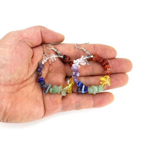 Naturstein Splitter Hoop Ohrringe Unregelmäßige Kristall Perlen Boho Schmuck Für Damen Mit Edelstahl Ohrstecker