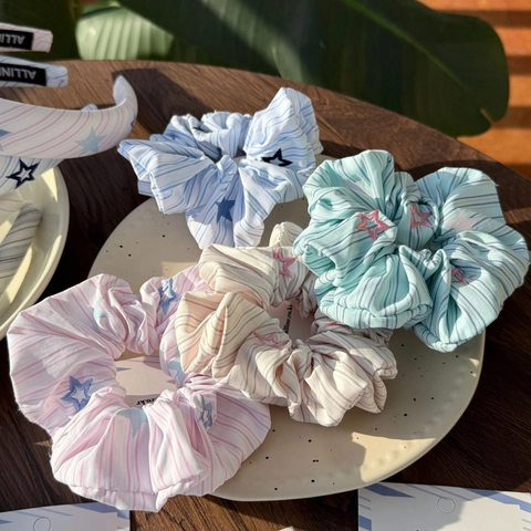 Gestreiftes Stoff Stirnband Scrunchie Haarklammern Mit Stern Mathe Stickerei Suesse Preppy Haar Accessoires Fuer Frauen