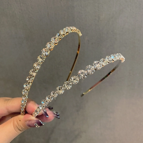 Cerchietto Elegante Con Strass Sottile Lega Cerchio Capelli Cristallo Lucente Fascia Per Donne Ragazze Accessori Capelli