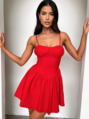 Damen Spaghettiträger Minikleid Polyester Korsett Stil Gerüschtes Bandeau Sexy Sommer Freizeit A-Linie Slim Fit Y2K Elegant